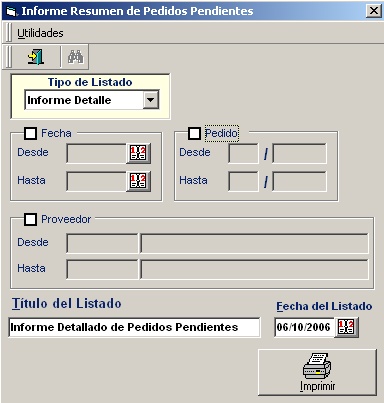 Listado Pedidos Pendientes